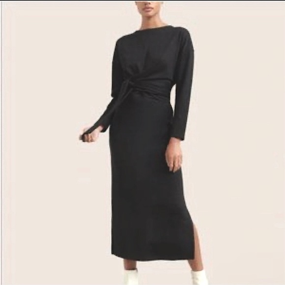 Modern Citizen Stitch Fix Fei Wrap Midi Dress in Black Medium Petite - Picture 1 of 13